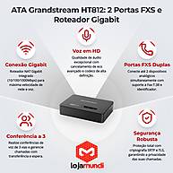 Foto 3 do produto Adaptador ATA Grandstream HT812 2 Portas FXS Gigabit VoIP