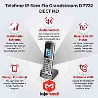 Foto 4 do produto DP722 Telefone IP Sem Fio Grandstream DECT VoIP Áudio HD